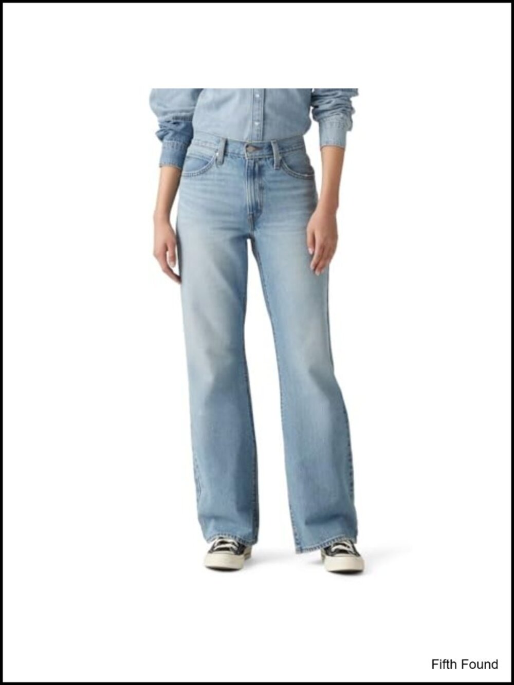 Mid Rise Baggy Bootcut Jeans Non Stretch Denim